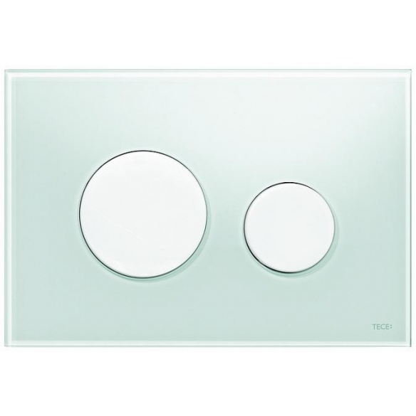 Кнопка смыва Tece Loop 9.240.651 зеленое стекло, кнопка белая