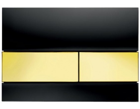 Кнопка смыва Tece Square 9240808 черное стекло, кнопка золото