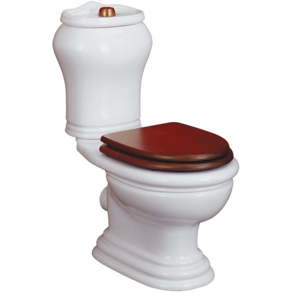 Унитаз-моноблок Migliore Milady ML.MLD-25.701 белая керамика, кнопка бронза (горизонтальный выпуск)