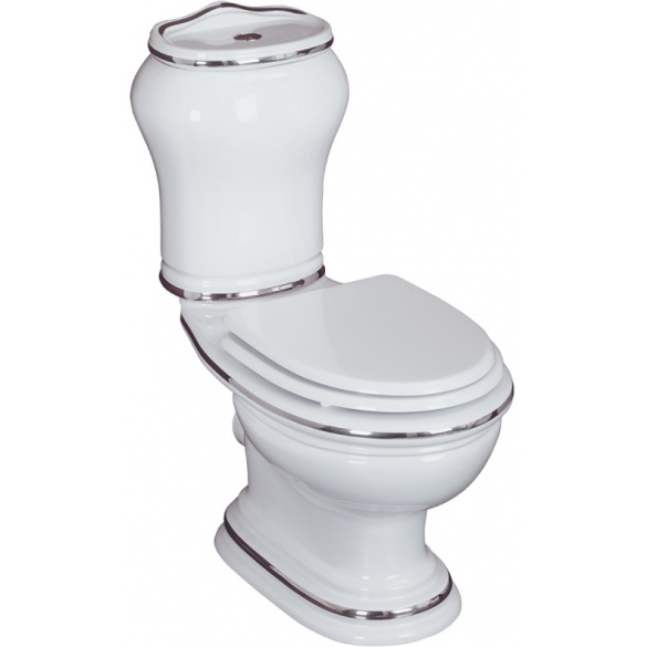 Унитаз-моноблок Migliore Milady ML.MLD-25.701 декор платина (горизонтальный выпуск)