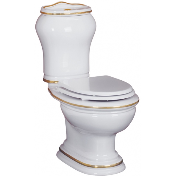 Унитаз-моноблок Migliore Milady ML.MLD-25.702 декор D2 золото (вертикальный выпуск)