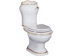 Унитаз-моноблок Migliore Milady ML.MLD-25.702 декор D2 золото, ручка керамика  (вертикальный выпуск)