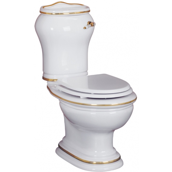Унитаз-моноблок Migliore Milady ML.MLD-25.702 декор D2 золото, ручка керамика  (вертикальный выпуск)