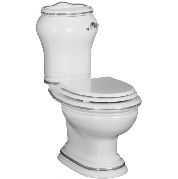 Унитаз-моноблок Migliore Milady ML.MLD-25.702 декор платина, ручка керамика  (вертикальный выпуск)