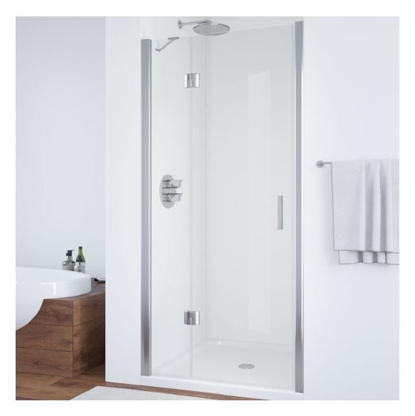 Душевая дверь в нишу Vegas Glass AFP 110 08 01 L вход 63 см, профиль глянцевый хром, стекло прозрачное 