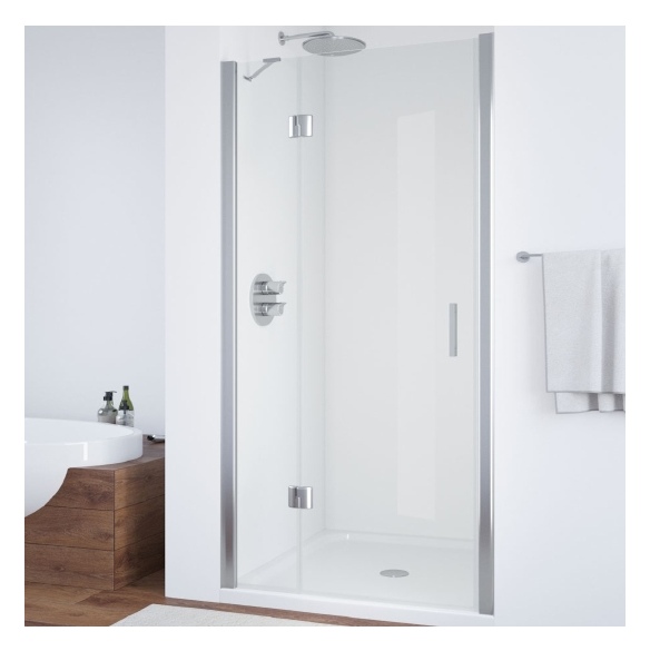 Душевая дверь в нишу Vegas Glass AFP 120 08 01 L профиль глянцевый хром, стекло прозрачное 