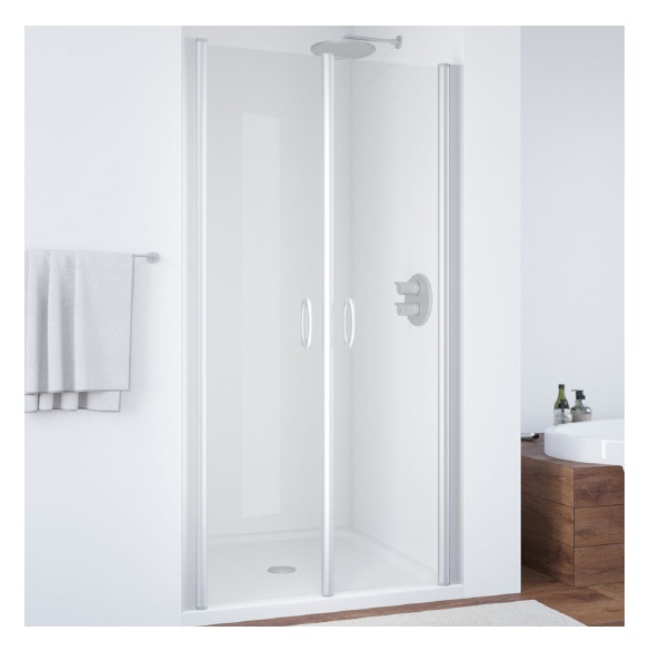 Душевая дверь в нишу Vegas Glass E2P 85 07 01 профиль матовый хром, стекло прозрачное 