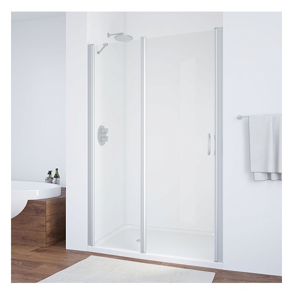 Душевая дверь в нишу Vegas Glass EP-F-1 120 07 01 L профиль матовый хром, стекло прозрачное 