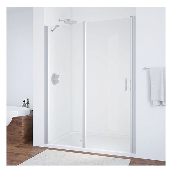 Душевая дверь в нишу Vegas Glass EP-F-1 155 07 01 L профиль матовый хром, стекло прозрачное 
