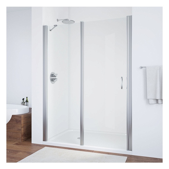 Душевая дверь в нишу Vegas Glass EP-F-1 155 08 01 L профиль глянцевый хром, стекло прозрачное 