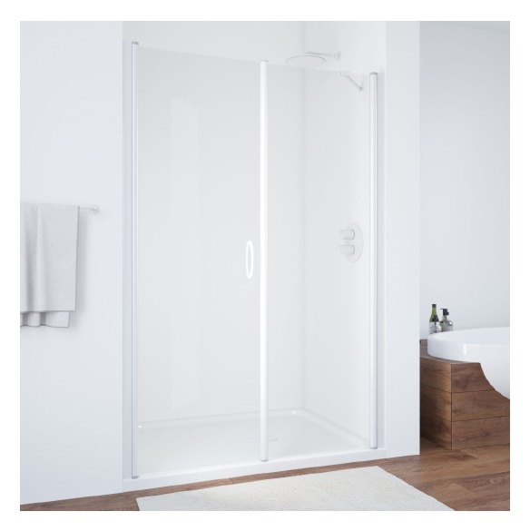 Душевая дверь в нишу Vegas Glass EP-F-2 130 01 01 L профиль белый, стекло прозрачное 