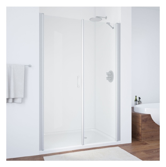 Душевая дверь в нишу Vegas Glass EP-F-2 130 07 01 L профиль матовый хром, стекло прозрачное 