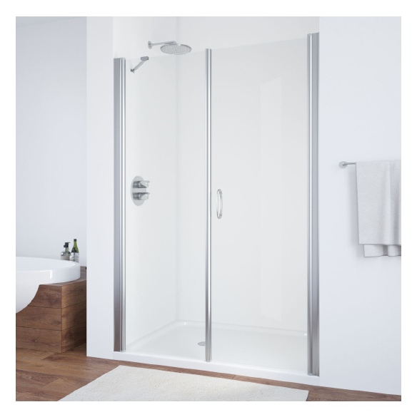Душевая дверь в нишу Vegas Glass EP-F-2 130 08 01 R профиль глянцевый хром, стекло прозрачное 