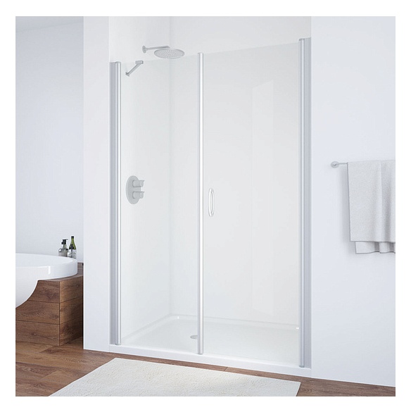 Душевая дверь в нишу Vegas Glass EP-F-2 145 07 01 R профиль матовый хром, стекло прозрачное 