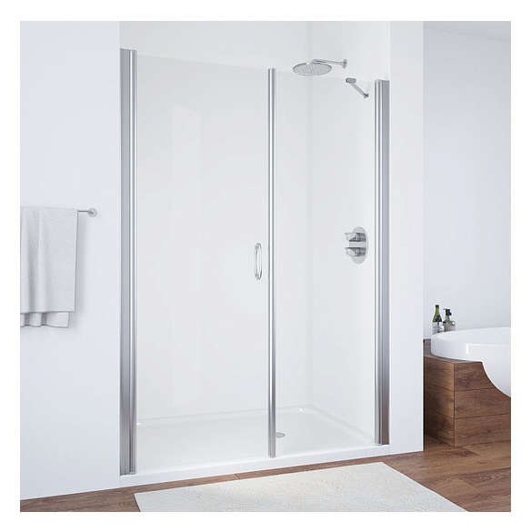 Душевая дверь в нишу Vegas Glass EP-F-2 155 08 01 L профиль глянцевый хром, стекло прозрачное 