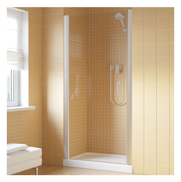 Душевая дверь в нишу Vegas Glass EP Lux 75 07 01 L профиль матовый хром, стекло прозрачное 