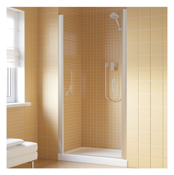 Душевая дверь в нишу Vegas Glass EP Lux 80 07 01 L профиль матовый хром, стекло прозрачное 