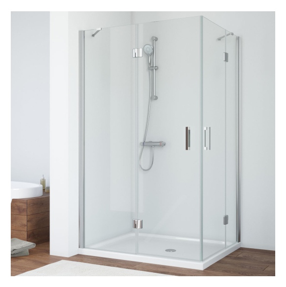 Душевой уголок Vegas Glass AFA-F 110*80 08 01 L профиль глянцевый хром, стекло прозрачное 