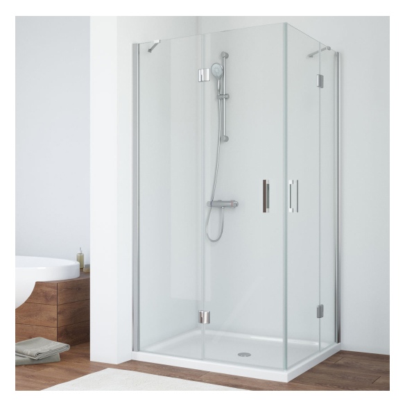 Душевой уголок Vegas Glass AFA-F 90*80 08 01 L профиль глянцевый хром, стекло прозрачное 