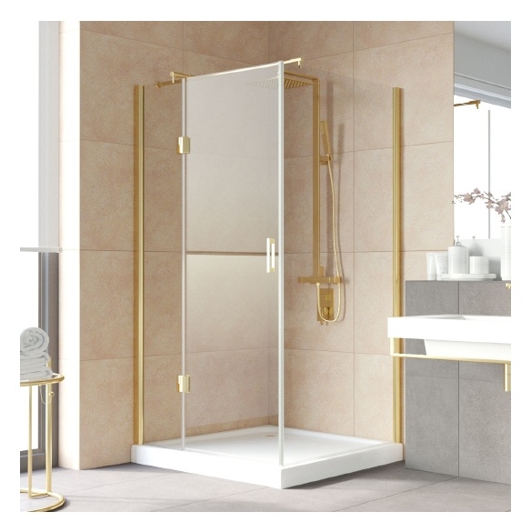 Душевой уголок Vegas Glass AFP-Fis Lux 120*100 09 01 L профиль золото, стекло прозрачное 