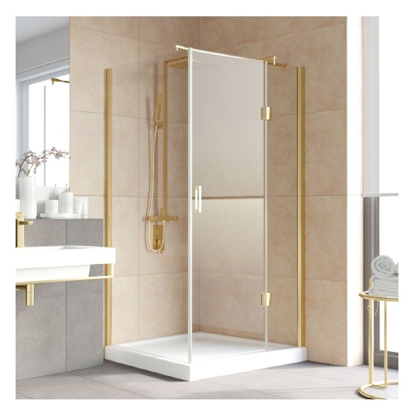 Душевой уголок Vegas Glass AFP-Fis Lux 120*90 09 01 R профиль золото, стекло прозрачное 
