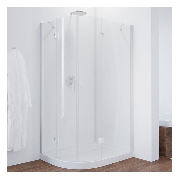 Душевой уголок Vegas Glass AFS-F 110*80 01 01 R профиль белый, стекло прозрачное 