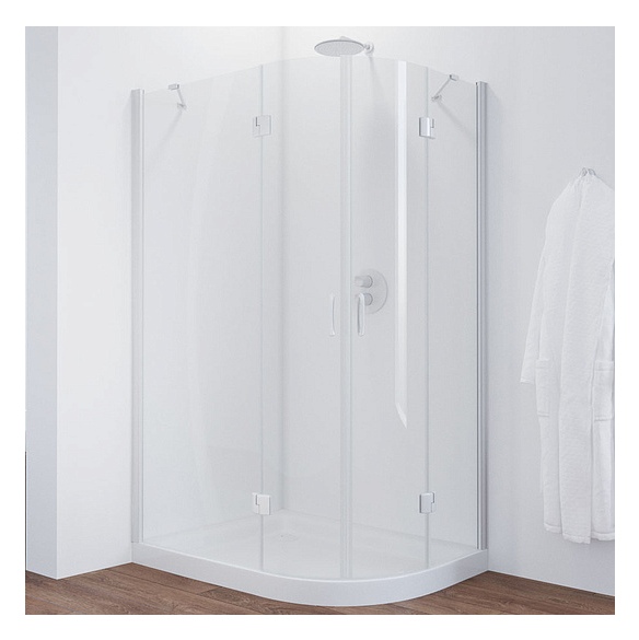 Душевой уголок Vegas Glass AFS-F 120*100 01 01 L профиль белый, стекло прозрачное 