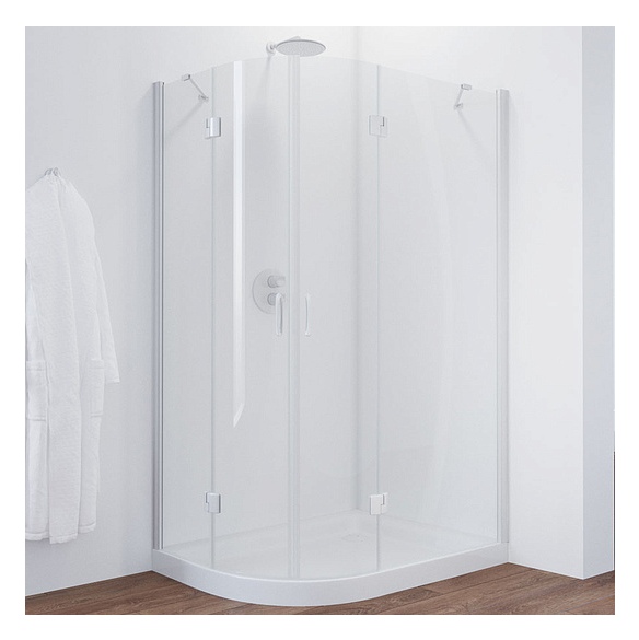 Душевой уголок Vegas Glass AFS-F 120*100 01 01 R профиль белый, стекло прозрачное 