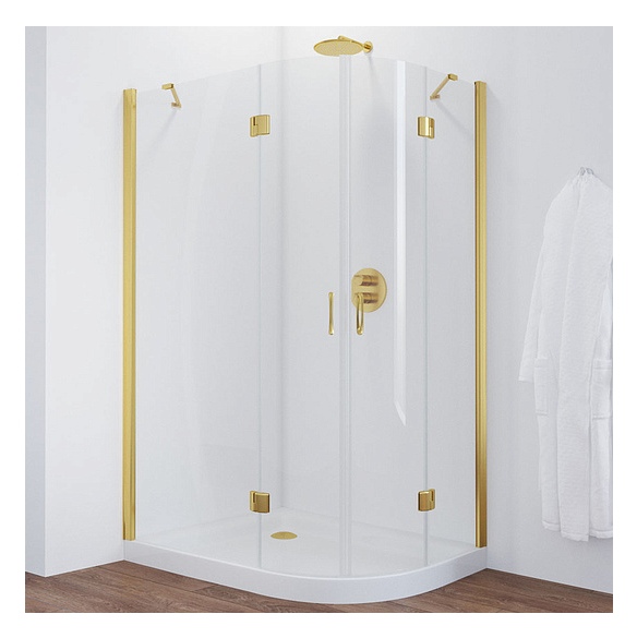 Душевой уголок Vegas Glass AFS-F 120*110 09 01 L профиль золото, стекло прозрачное 