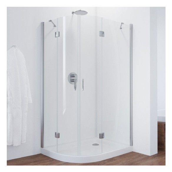 Душевой уголок Vegas Glass AFS-F 120*80 08 01 R профиль глянцевый хром, стекло прозрачное 