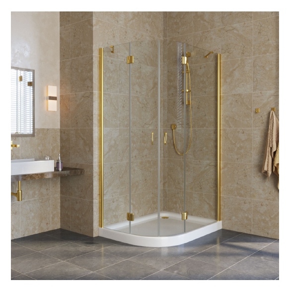Душевой уголок Vegas Glass AFS-F Lux 100*80 09 01 R профиль золото, стекло прозрачное 