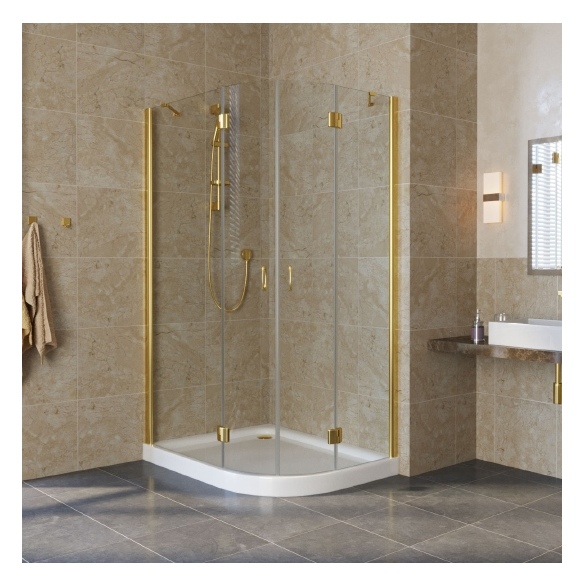 Душевой уголок Vegas Glass AFS-F Lux 100*90 09 01 L профиль золото, стекло прозрачное 