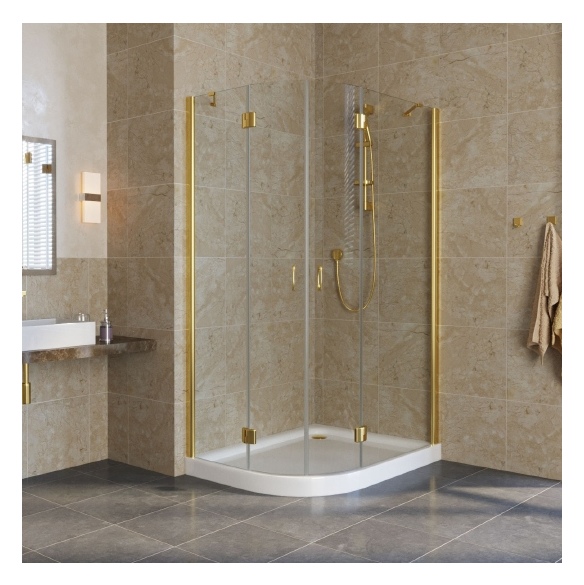 Душевой уголок Vegas Glass AFS-F Lux 100*90 09 01 R профиль золото, стекло прозрачное 