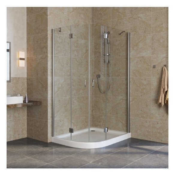 Душевой уголок Vegas Glass AFS-F Lux 110*100 08 01 R профиль глянцевый хром, стекло прозрачное 
