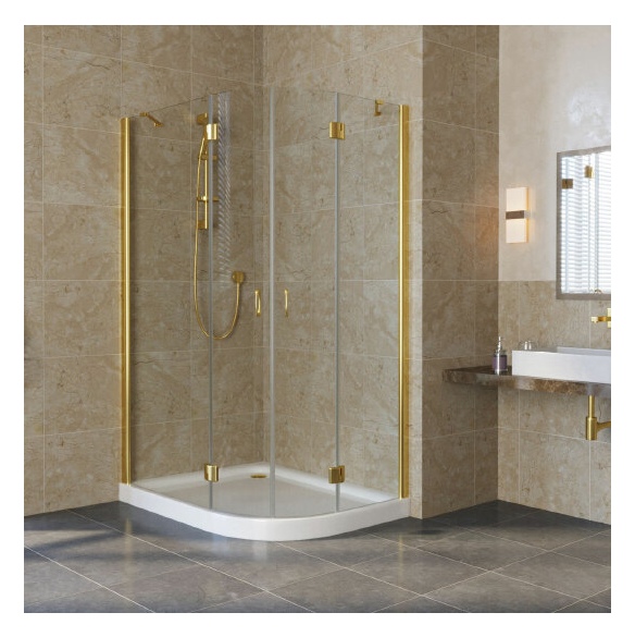 Душевой уголок Vegas Glass AFS-F Lux 110*100 09 01 L профиль золото, стекло прозрачное 