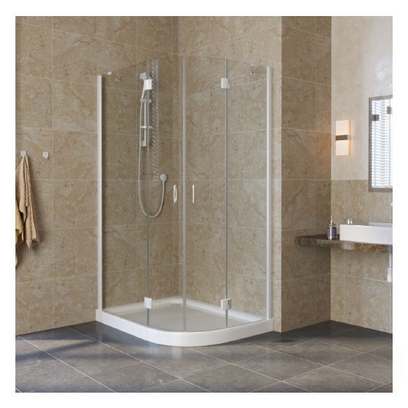 Душевой уголок Vegas Glass AFS-F Lux 110*80 01 01 L профиль белый, стекло прозрачное 