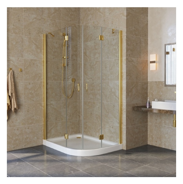 Душевой уголок Vegas Glass AFS-F Lux 110*80 09 01 L профиль золото, стекло прозрачное 