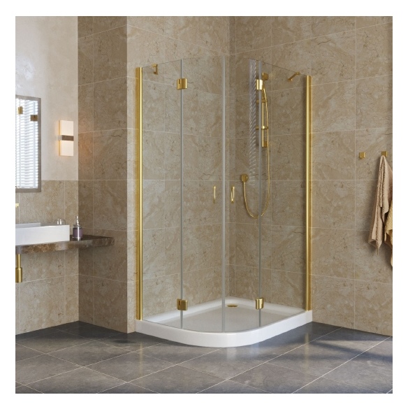 Душевой уголок Vegas Glass AFS-F Lux 110*80 09 01 R профиль золото, стекло прозрачное 