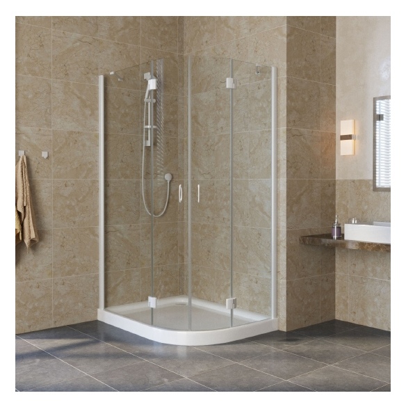 Душевой уголок Vegas Glass AFS-F Lux 110*90 01 01 L профиль белый, стекло прозрачное 