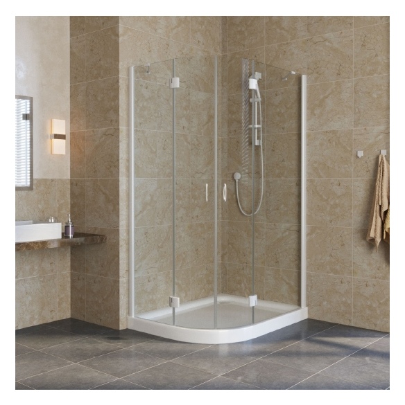 Душевой уголок Vegas Glass AFS-F Lux 110*90 01 01 R профиль белый, стекло прозрачное 