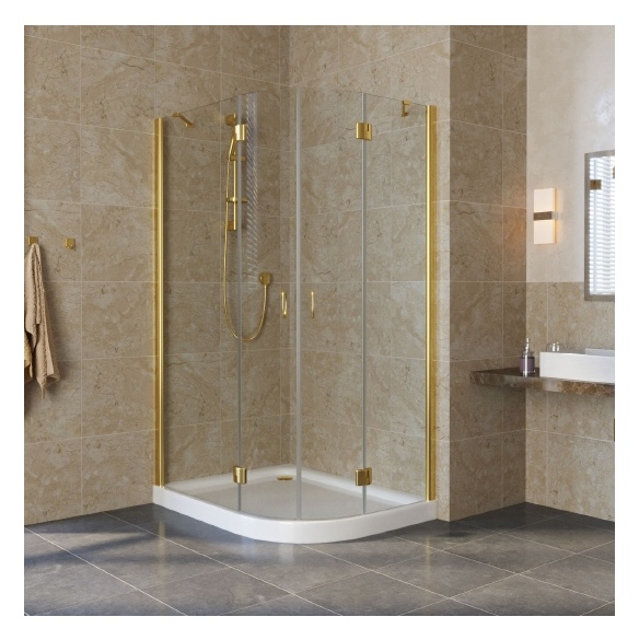 Душевой уголок Vegas Glass AFS-F Lux 110*90 09 01 L профиль золото, стекло прозрачное 