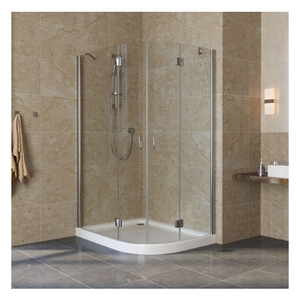 Душевой уголок Vegas Glass AFS-F Lux 120*100 08 01 L профиль глянцевый хром, стекло прозрачное 
