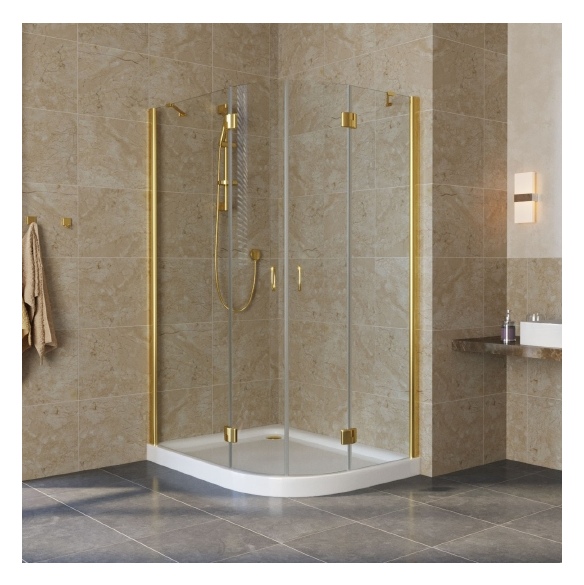 Душевой уголок Vegas Glass AFS-F Lux 120*100 09 01 L профиль золото, стекло прозрачное 