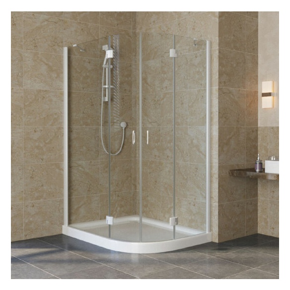 Душевой уголок Vegas Glass AFS-F Lux 120*110 01 01 L профиль белый, стекло прозрачное 