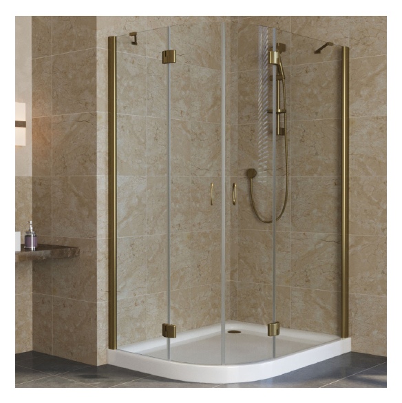 Душевой уголок Vegas Glass AFS-F Lux 120*110 05 01 R профиль бронза, стекло прозрачное 