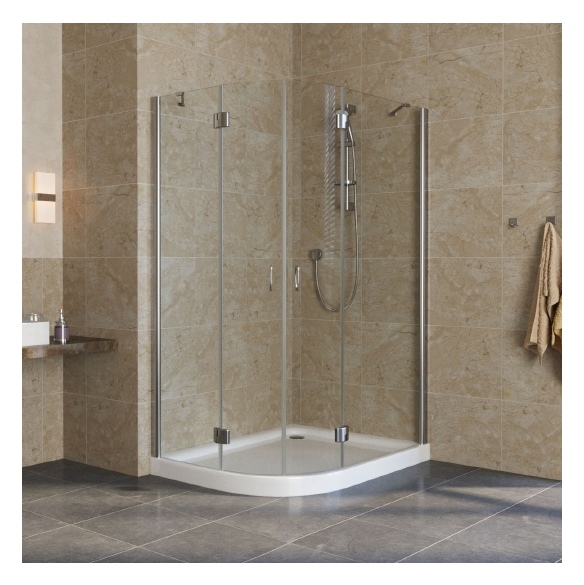 Душевой уголок Vegas Glass AFS-F Lux 120*110 08 01 R профиль глянцевый хром, стекло прозрачное 