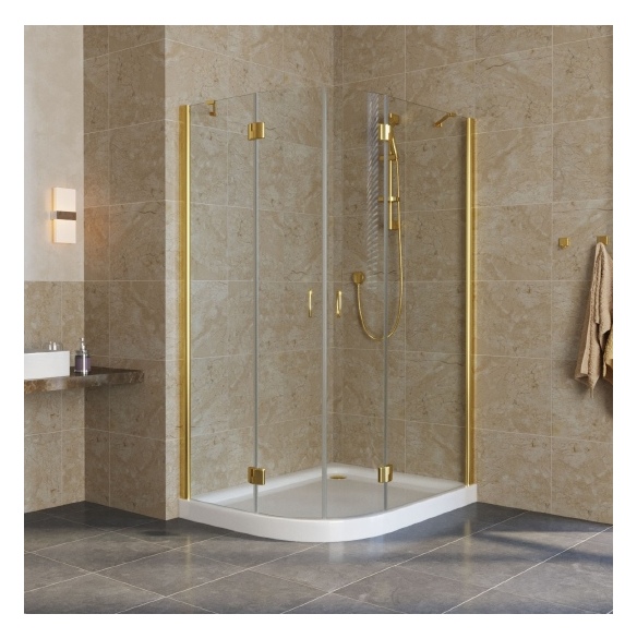 Душевой уголок Vegas Glass AFS-F Lux 120*110 09 01 R профиль золото, стекло прозрачное 