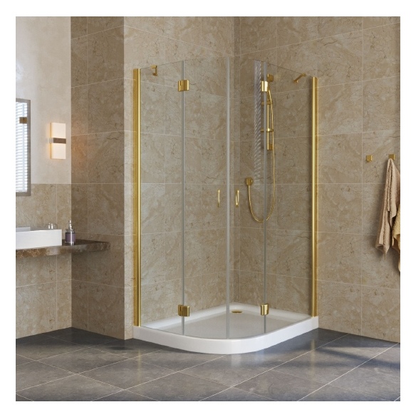 Душевой уголок Vegas Glass AFS-F Lux 120*80 09 01 R профиль золото, стекло прозрачное 