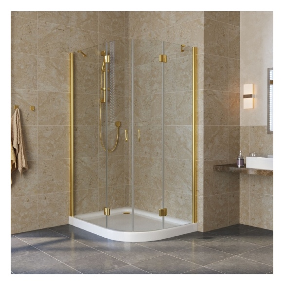 Душевой уголок Vegas Glass AFS-F Lux 120*90 09 01 L профиль золото, стекло прозрачное 