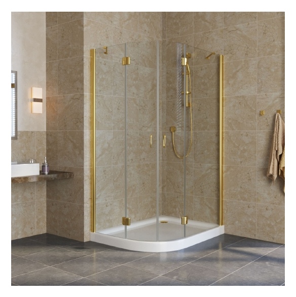 Душевой уголок Vegas Glass AFS-F Lux 120*90 09 01 R профиль золото, стекло прозрачное 